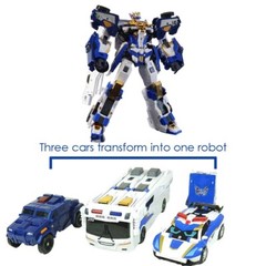 Metal Cardbot S Blue Cop Trinity 3 cars transform into one robot 11.8″ x 5.3″