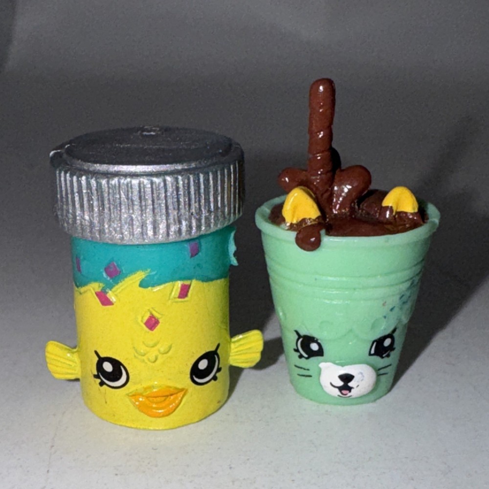 Shopkins Season 4 #134 DINKY DRINK Green Special Edition Fish Flake Jake Lot Set