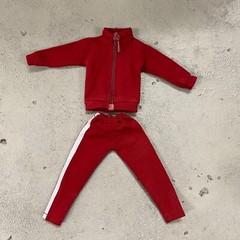 SU-TKST-RD-S: 1/12 Red tracksuit (Jacket, Pants) for 6″ slim body