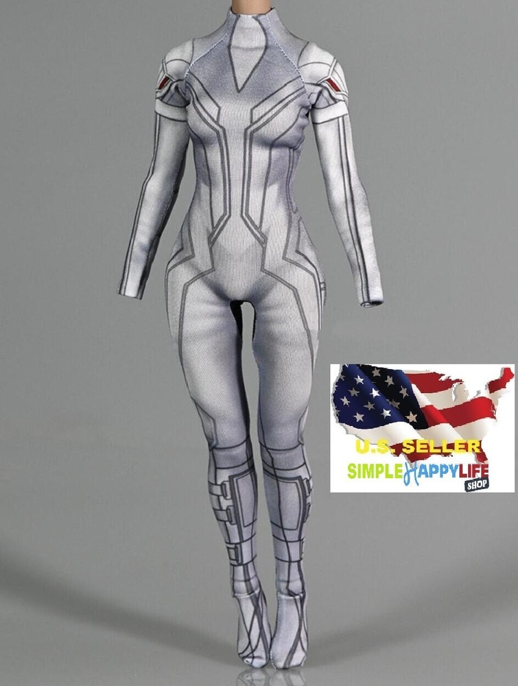 1/6 white black widow tight body suit for 12″ female figure hot toys Phicen❶USA❶