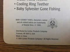 2 GERBER Looney Tunes Lovables Hard And Soft Teething Ring Bugs Bunny Taz New