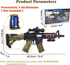 Light Up Combat Rifle Machine Gun Toy, Light/Sound/Vibration Batter Operated 19″