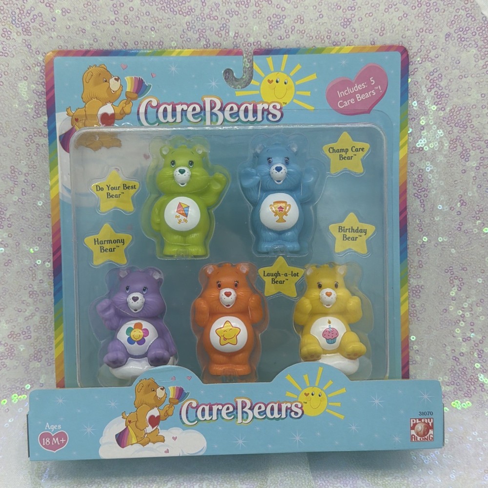 Care Bears Set Of 5 Figurines Approx. 2.25″ Tall 2003 Play Along Set Mint In Pkg
