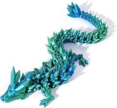 3 Pc 12in 3D Printed Crystal Dragon, Flexible Articulated