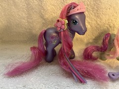 MLP G3 2004 My Little Pony Petal Blossom Flower Flash w/Accessories Purple Pink