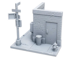 Street Corner Diorama Backdrop Brick Wall 1:12 1:18 3D Printed 6 or 4 Inch