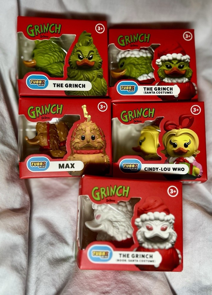 Grinch Mini Tubbz Set Of 5 Grinch, Santa Costume Grinch, Cindy-lou Who, Max