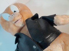 Vintage Looney Tunes Porky Pig Plush Biker Jacket ACE 1997 Warner Bros Used Pics