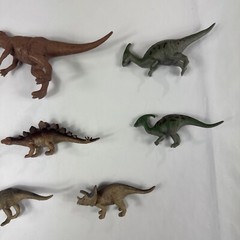 Dinosaur Plastic Toy Lot of 8 Triceratops Raptor Stegosaurus Cake Topper Figures