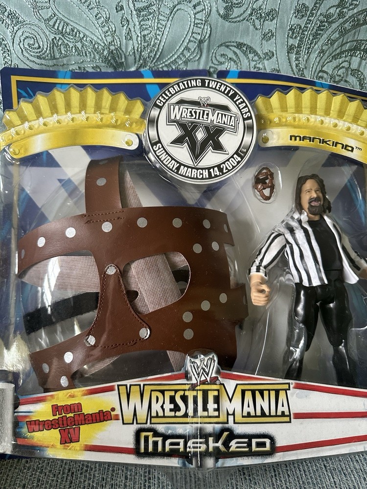 WWE Mankind WrestleMania XX Masked Action Figure Jakks Pacific 2004 w/ Mask