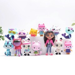 13pcs Anime Figure Gab Toy Smiling Cakey Catrat Hug Doll Mercat Cartoon Action