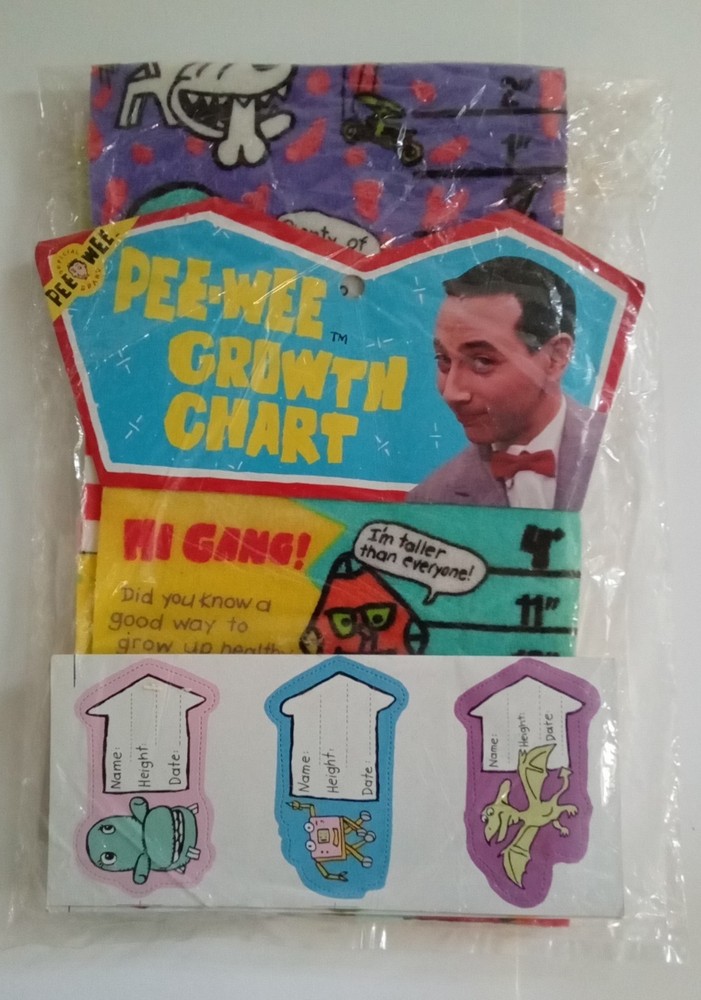 Pee – Wee Herman Vintage Growth Chart (New In Bag) 1988 (Herman Toys)