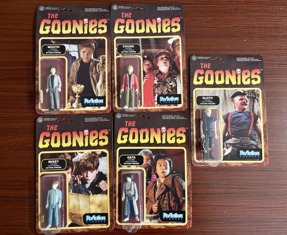 The GOONIES Reaction Mouth, Mikey, Sloth, Chunk, Data 5 Figure Set
