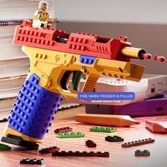 Building Block Pistol Shell Ejecting Continuous Firing Soft Bullet Toy Gun Gift