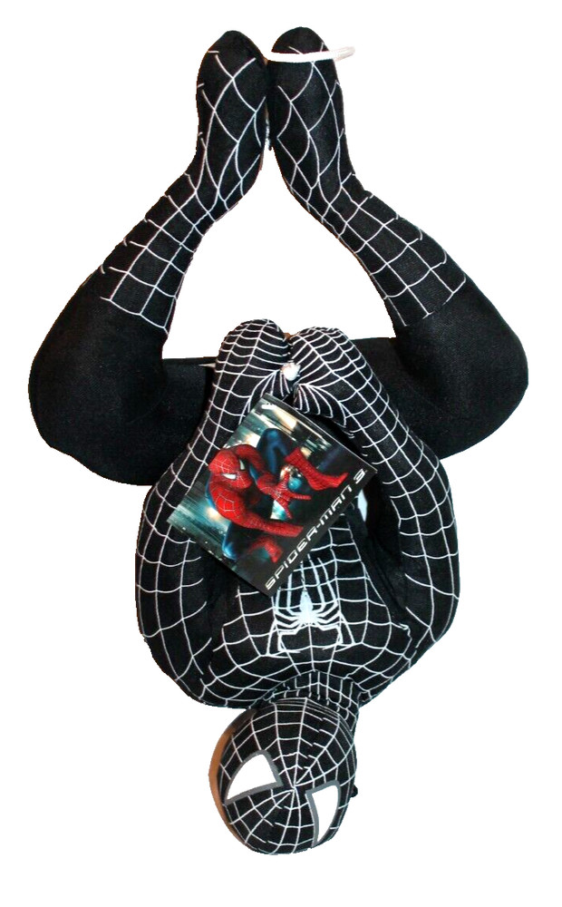 NEW WITH TAG 2006 Black Spiderman 3 Toy Factory Hanging Upside Down 18″ Plush