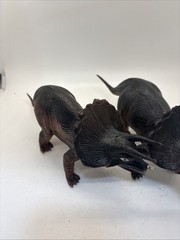 Vintage 2 Imperial 10″ Brown/Black Plastic Rubber Triceratops Dinosaur “ 1985