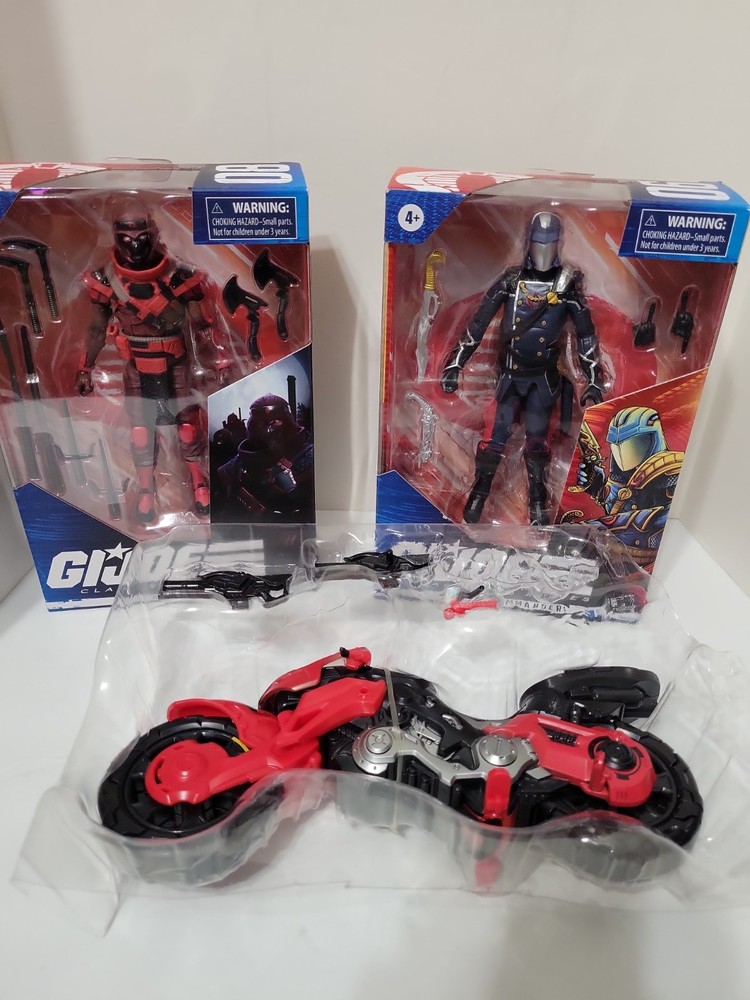 Gi Joe Classified Series Cobra Commander Red Ninja Cobra Coil Motorcycle Lot X3