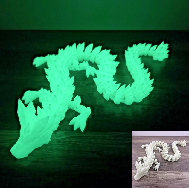 Glow in the Dark Crystal Dragon – 26″ Articulated Flexi Dragon