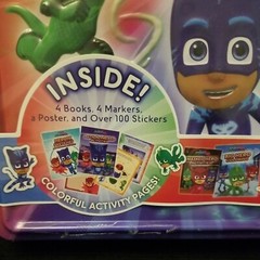 Nickelodeon PJ Masks Embossed Tin Colorful Activity Kit Books Stickers++ New!
