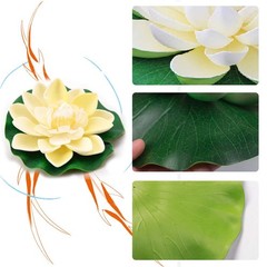 Happy Trees 12 Pcs Artificial Floating Foam Lotus Flower with Water Lily Pad