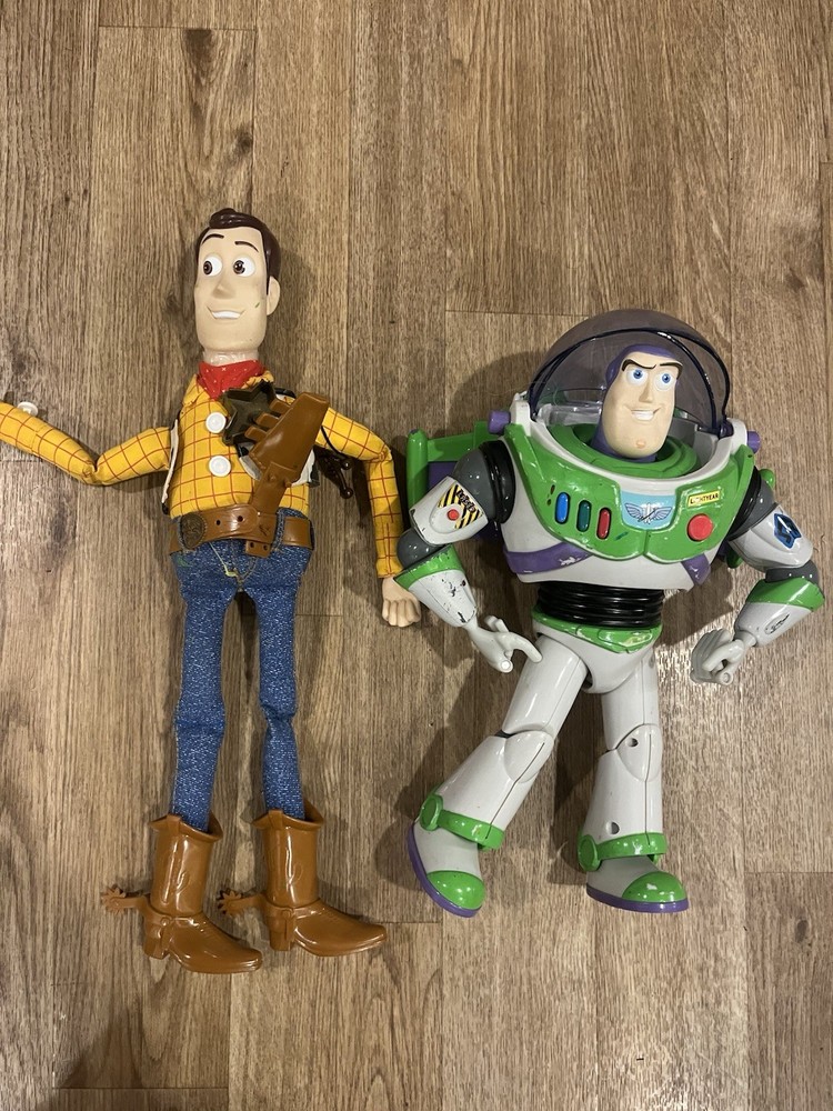 Disney Pixar Buzz Light Year 12” and Woody 14” Figures Vintage