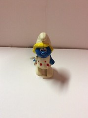 Smurf Figurines Toys 1970s 1980s Miniature Lot PVC And Smurfette Wind Up Toy