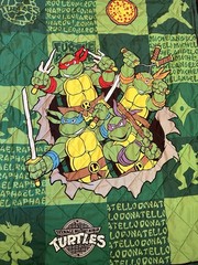 vintage Teenage Mutant Ninja Turtles comic-style Blanket from the 1990s 40×56