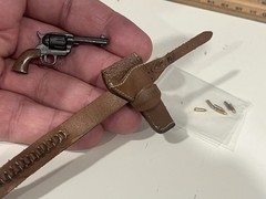 MINIATURE 1/6 JOHN WAYNE LEATHER HOLSTER METAL COLT 45 PISTOL RIG REVOLVER DUKE