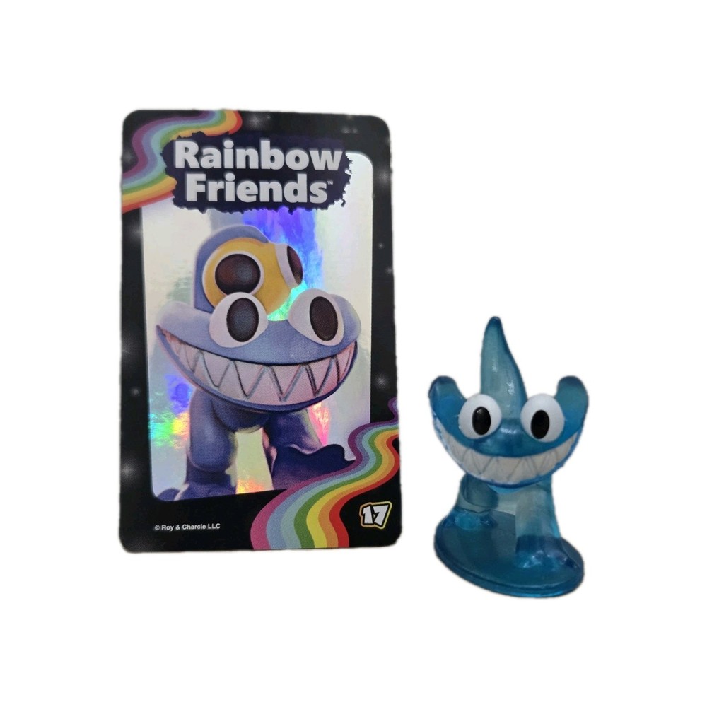 Rainbow Friends 1.5″ CYAN Figure + Collector Holographic Sticker Card #17 (READ)