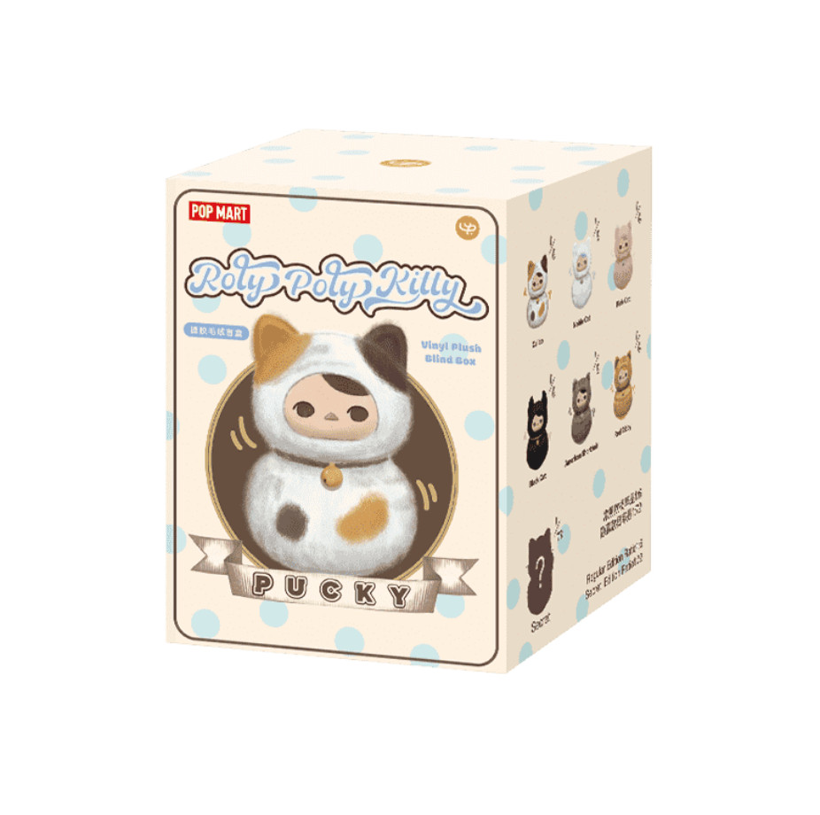 💡Pop Mart x Pucky Roly-Poly Kitty Vinyl Plush One Blind Box w/ A Random Figure