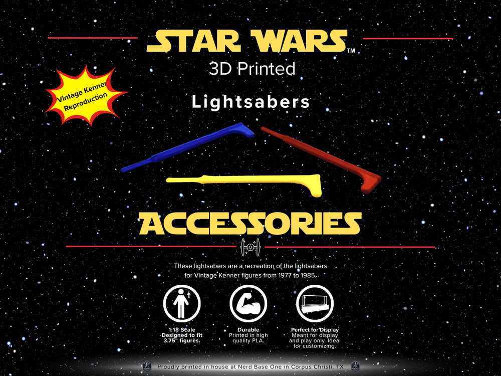 Vintage Kenner Repro FDM 3D Printed Lightsabers (In-Arm) (3-pack)