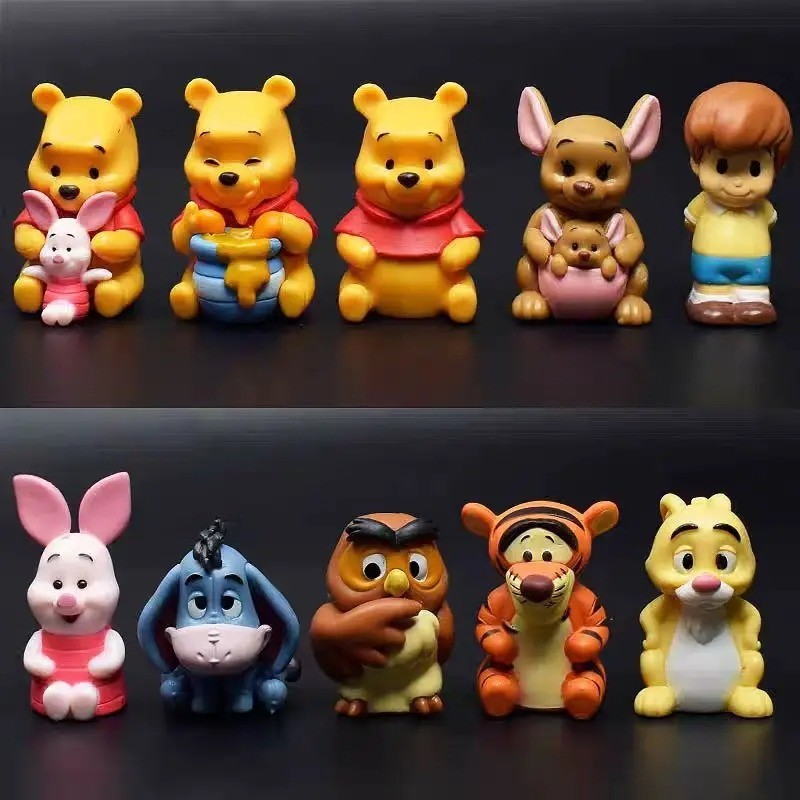 10pc Cartoon Bear & Friends Figurine Set — Kids Collectible Toy — New