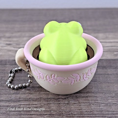 Tea Cup Frog Clicker – 3D Printed Fidget Keychain Sensory Stress Relief Toy