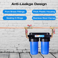 2-Stage Whole House Water Filtration System, GAC KDF 58 Filter and PP Cotton Fil