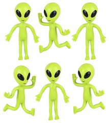 Bendable Rubber Neon Green Aliens – 24 Pack. (4″) Action Figures Bendable UFO
