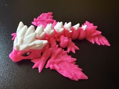 Articulated Baby Crystal Dragon Wyvern 5.5 inch Pink and White