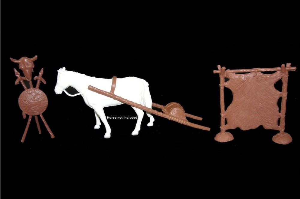 MARX Wagon Train Indian accessories travois playset pliable resin Ft Apache 54mm