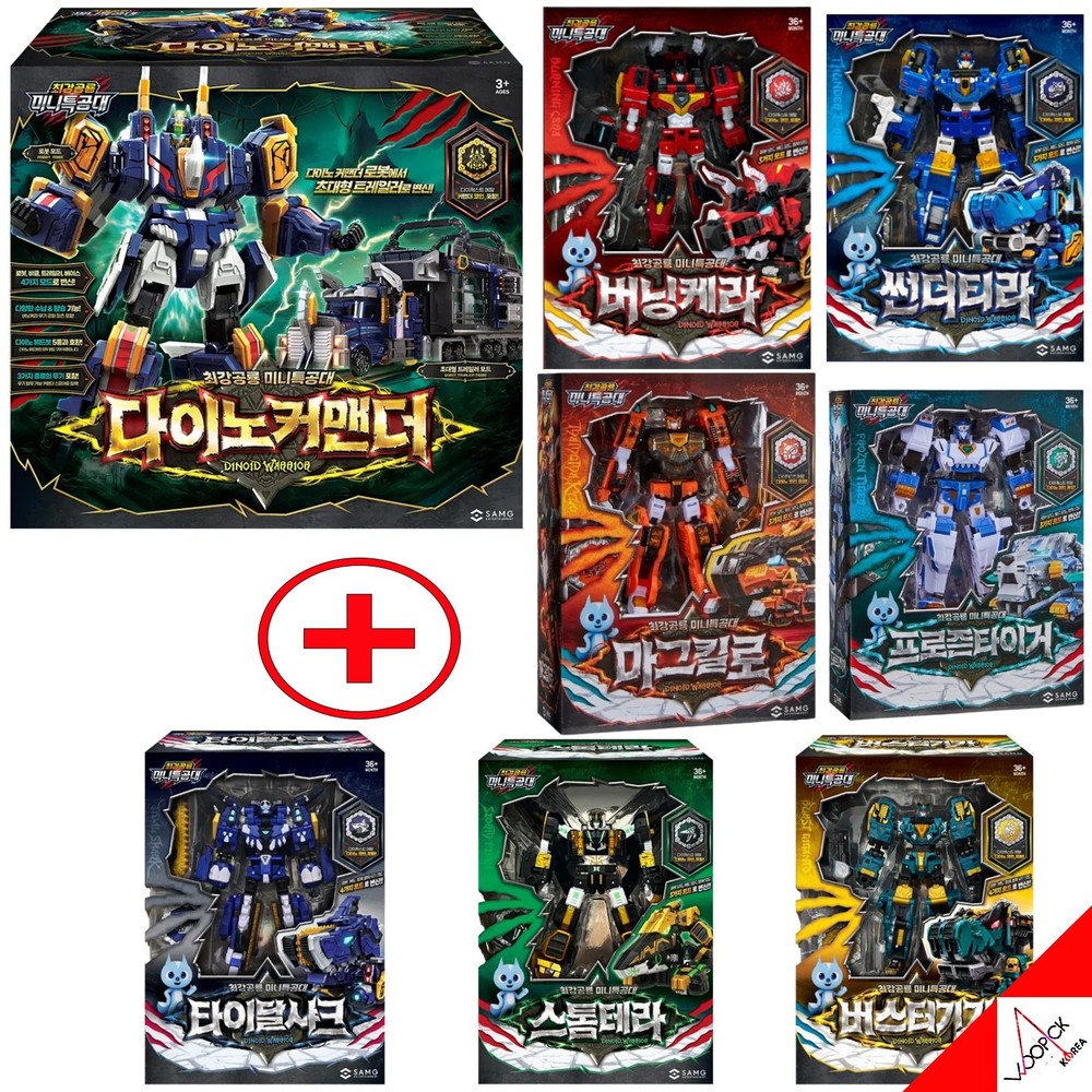 Miniforce Dinoid Warrior DINO COMMANDER + 7-Type Headbot Transformer Robot Set