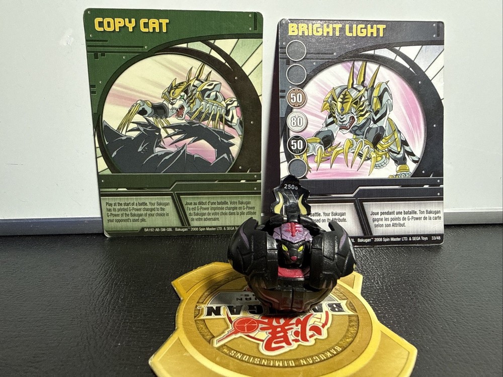 BAKUGAN Tigrerra B1 250g Black Darkus BATTLE BRAWLERS Open Core + 2 Cards