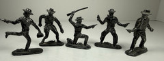 Vintage Lot Of 5 Western Metal Figures Jesse James, Wyatt Earp, Billy the Kid