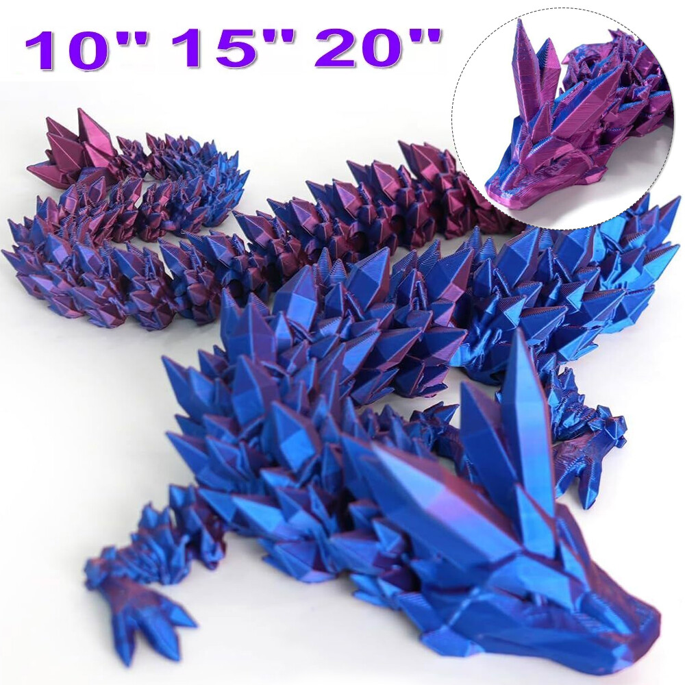 3D Printed Dragon Crystal Full Articulated Dragon Fish Tank Adults Fidget Toys