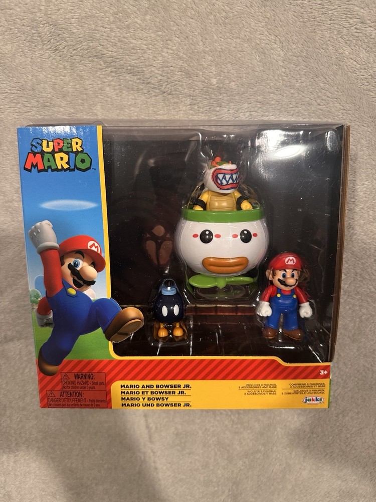 Jakks Pacific Super Mario Bowser Jr Clown Car Bob-omb Nintendo Figures, rare