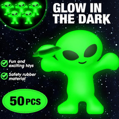 25 Pcs 50 Pcs Easter Mini Alien Figures Glow in the Dark Space Ship Tiny Little