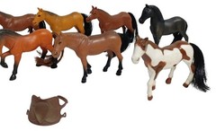 Lot of 12 Play Toy Horse Figurines Vintage & Modern Approx. 3 in + Saddle