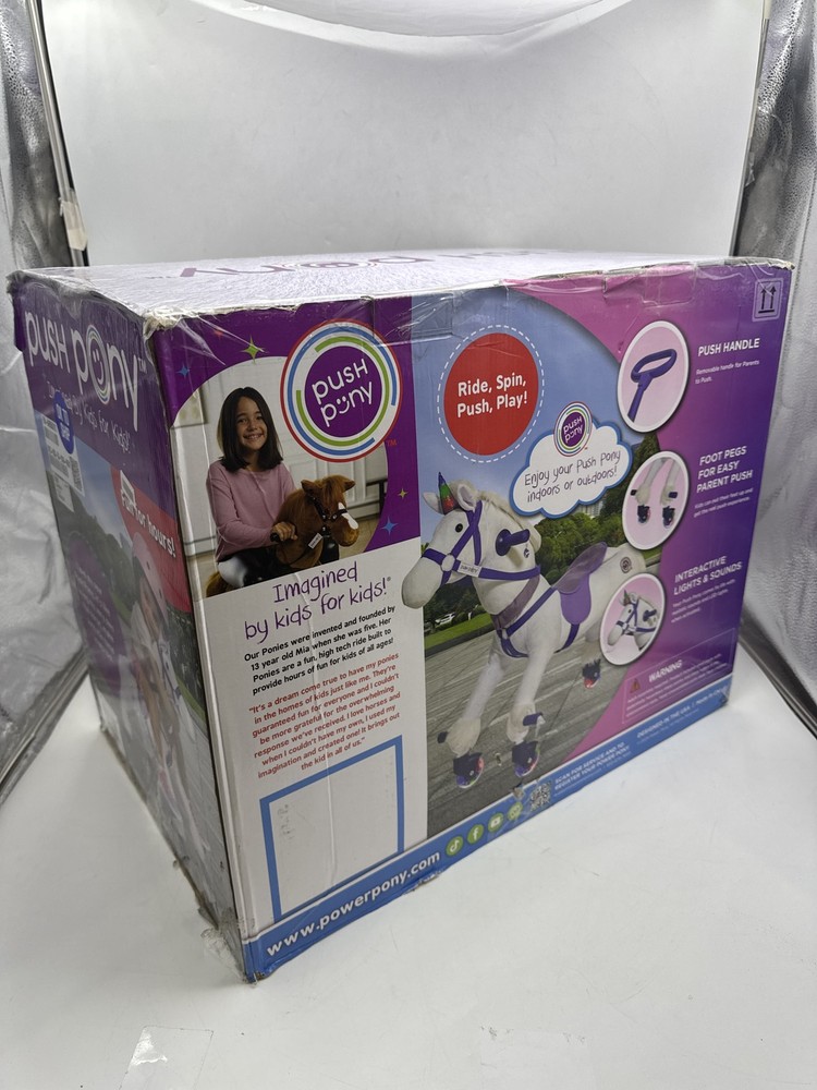 POWER PONY PUSH RIDING TOY 3+ YEARS, 100 LB CAPACITY – WHITE