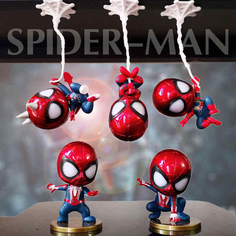 5pcs/set Cute Spiderman MIni Figure Marvel Model Doll Car or home decoration