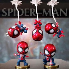 5pcs/set Cute Spiderman MIni Figure Marvel Model Doll Car or home decoration