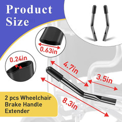 2 PCS Wheelchair Brake Extenders, 8.3 Inch Black