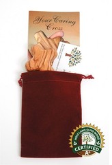 Olive wood Holding Cross comes with Velvet bag & Certificate