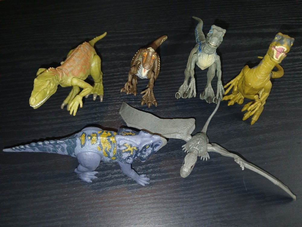 Jurassic World Mini Dinosaur Figure Lot of 6 Raptors Pteranodon Mattel Toys